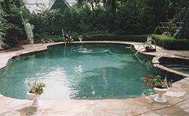 Crab Orchid Stone Decking on Guite Pool with Natural Shape